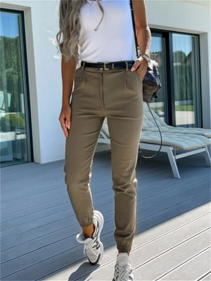 Women's Cargo Pants Cotton Blend Army Green Khaki Black Mid Waist Fashion Casual Vacation Work Side Pockets Ankle-Length Solid Color S M L XL XXL-JRSEE