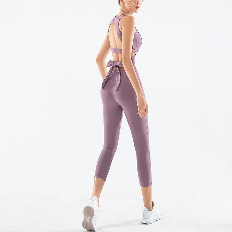 2Pcs/Set Seamless Fitness Suit -High Impact Sport Bra + Butt-lifting Leggings