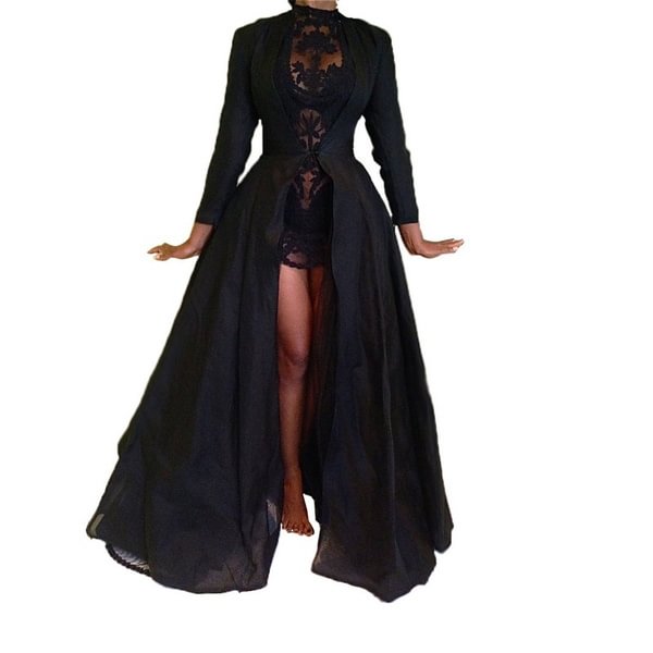 Halloween Costume Dress Gothic Lace High Waist Long Dress Gown Womens Fashion - BlackFridayBuys