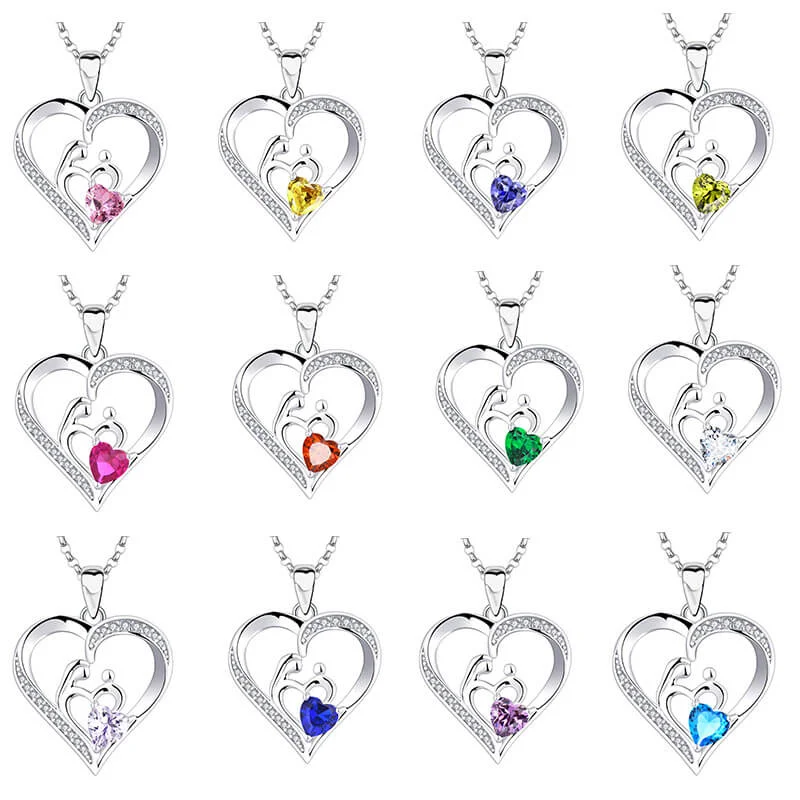 MeWaii® Sterling Silver Necklace Heart-shaped Zircon Peach shaped Pendant Silver Jewelry S925 Sterling Silver Clavicle Chain Necklace