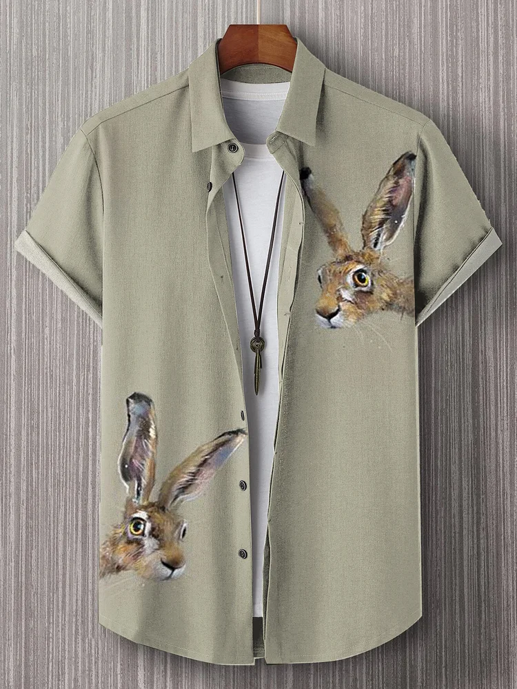 Men's Easter Rabbit Graphic Printed Casual Vacation Beach Shirt