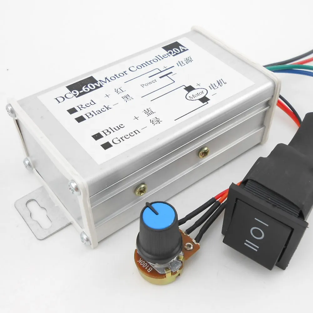 9-60V 20A PWM DC Motor Controller Forward Reverse PWM Control Board 1200W High Power PWM Controller for Brush Motor