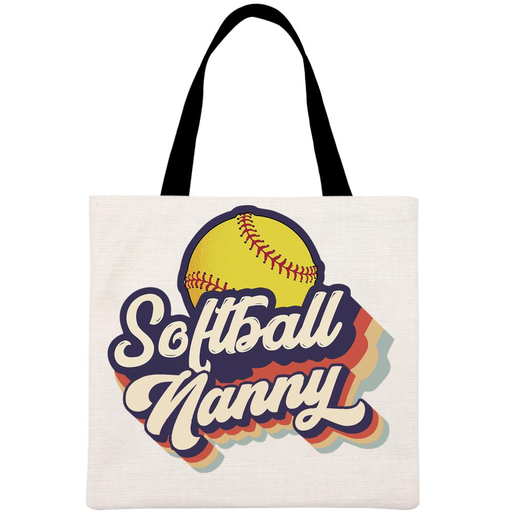 Softball nanny Printed Linen Bag-Guru-buzz