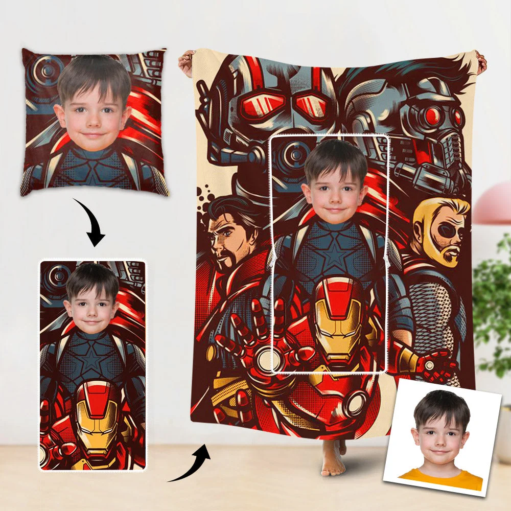Custom Travel Blanket Personalized American Captain Avengers Pillow Blanket