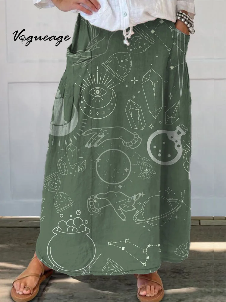 Graffiti Creative Pattern Printed Women's Casual Cotton And Linen Skirt