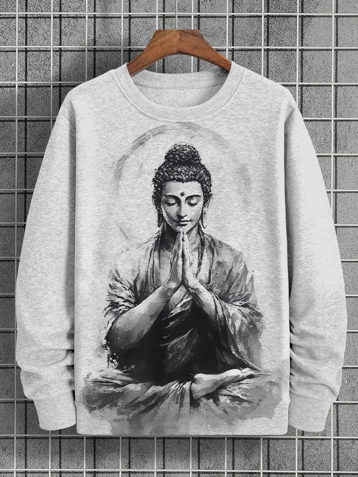Men's Buddhist Ink Painting Art Print Casual Sweatshirt