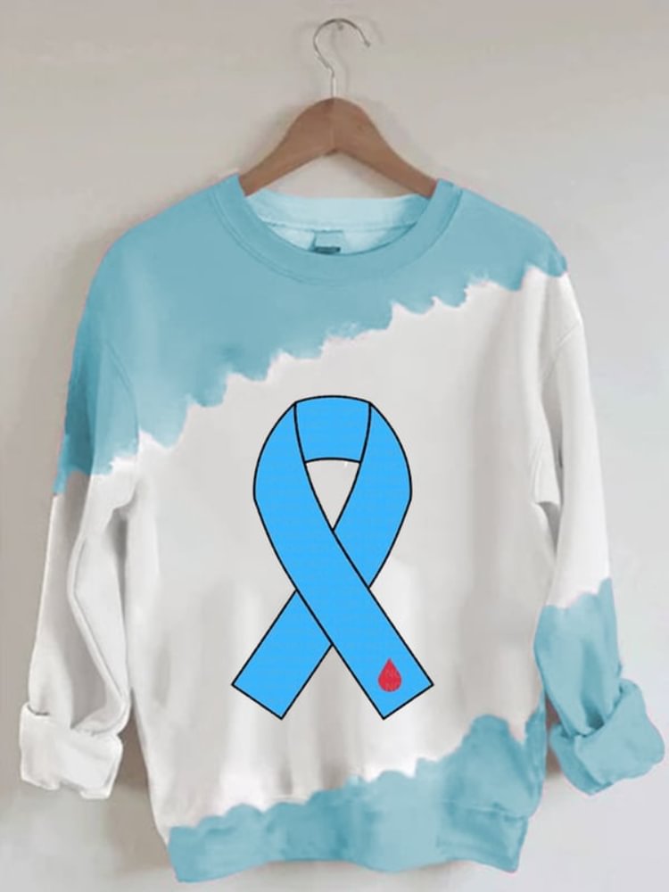Diabetes Awareness Blue Ribbon Tie Dye Sweatshirt