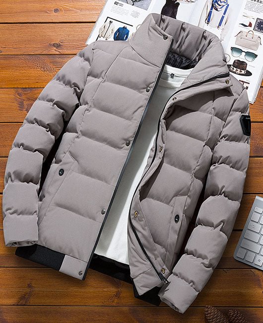 Basic Solid Stand Collar Dual Pocket Coat