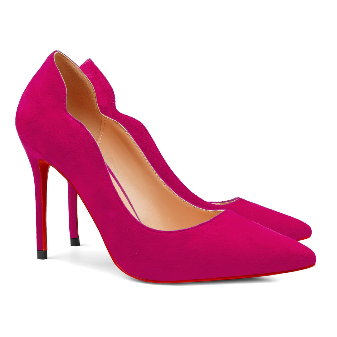 100mm Women's High Heels for Party Wedding Red Bottom Suede Pumps-vocosishoes