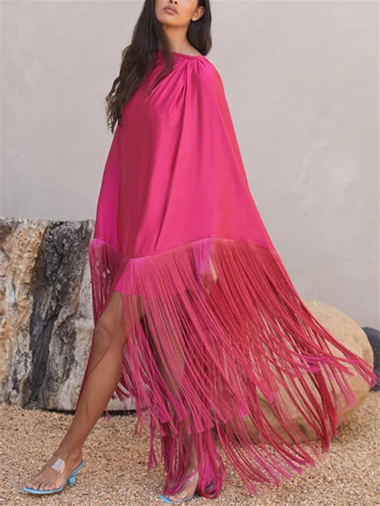 Women's Sleeveless Scoop Neck Solid Color Two Piece Set Midi Dress