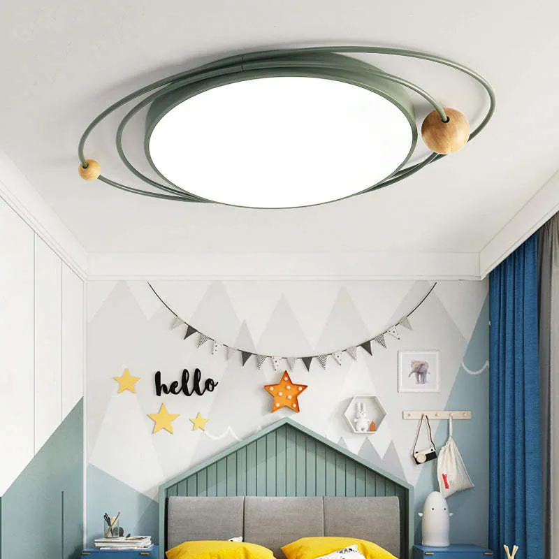 Quinn Modern Ceiling Light LED Metal Wood Living Room