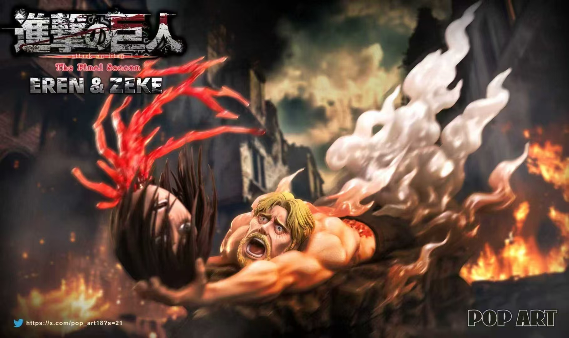 POP.ART Studio - Attack on Titan Catch The Head Eren & Zeke 1/6 Statue(GK)-