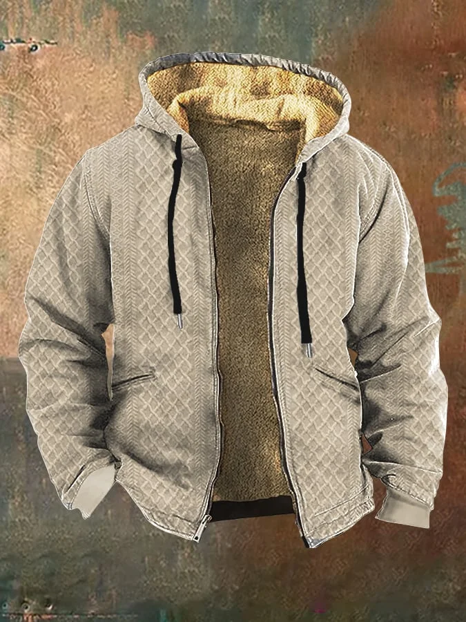Men's Vintage Fleece Knitted Jacquard Zipper Jacket