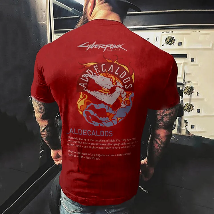 Men's Crew Neck Cyberpunk 2077 Print Casual T-Shirt