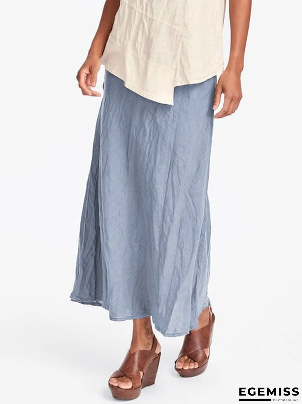 Women Casual Solid Color Cotton Shift Skirt | EGEMISS