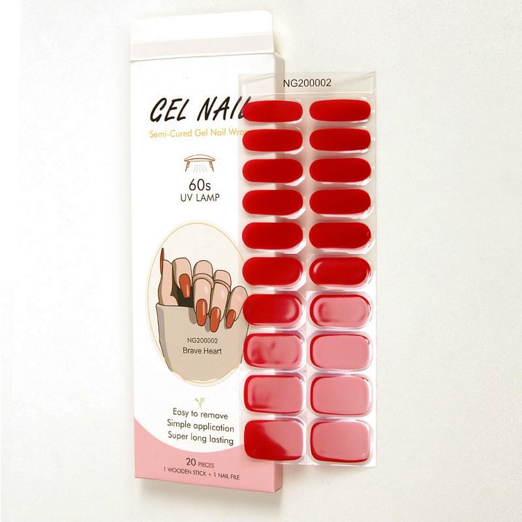 Pure Red Semi-Cured Gel Nail Wraps