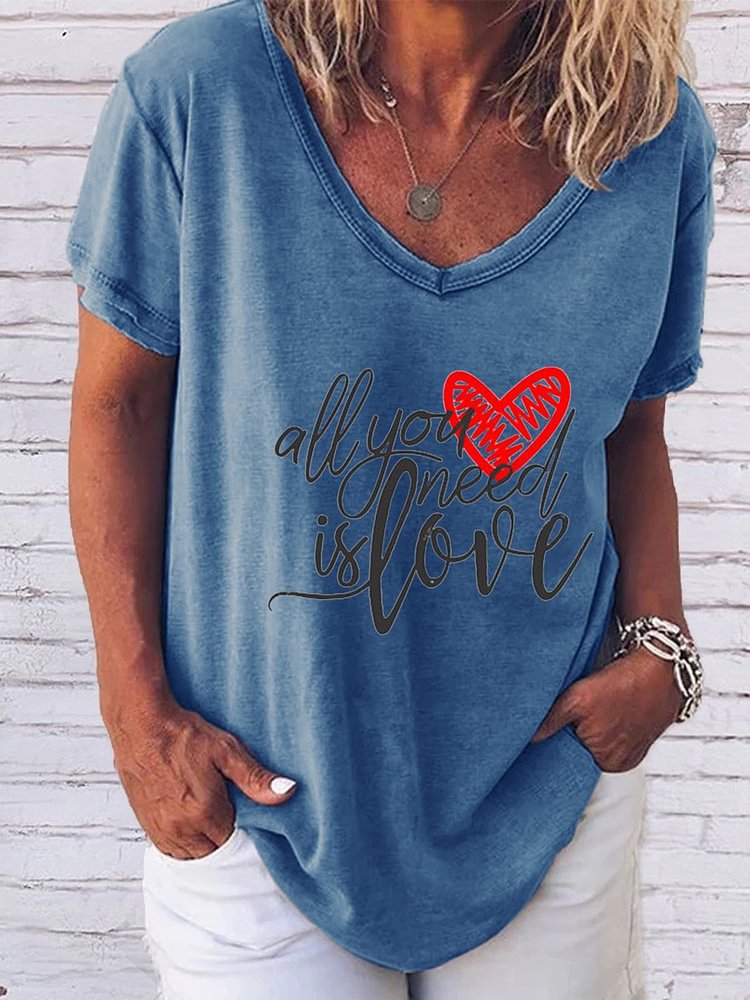 Bestdealfriday All You Is Need Love Graphic V Neck Tee