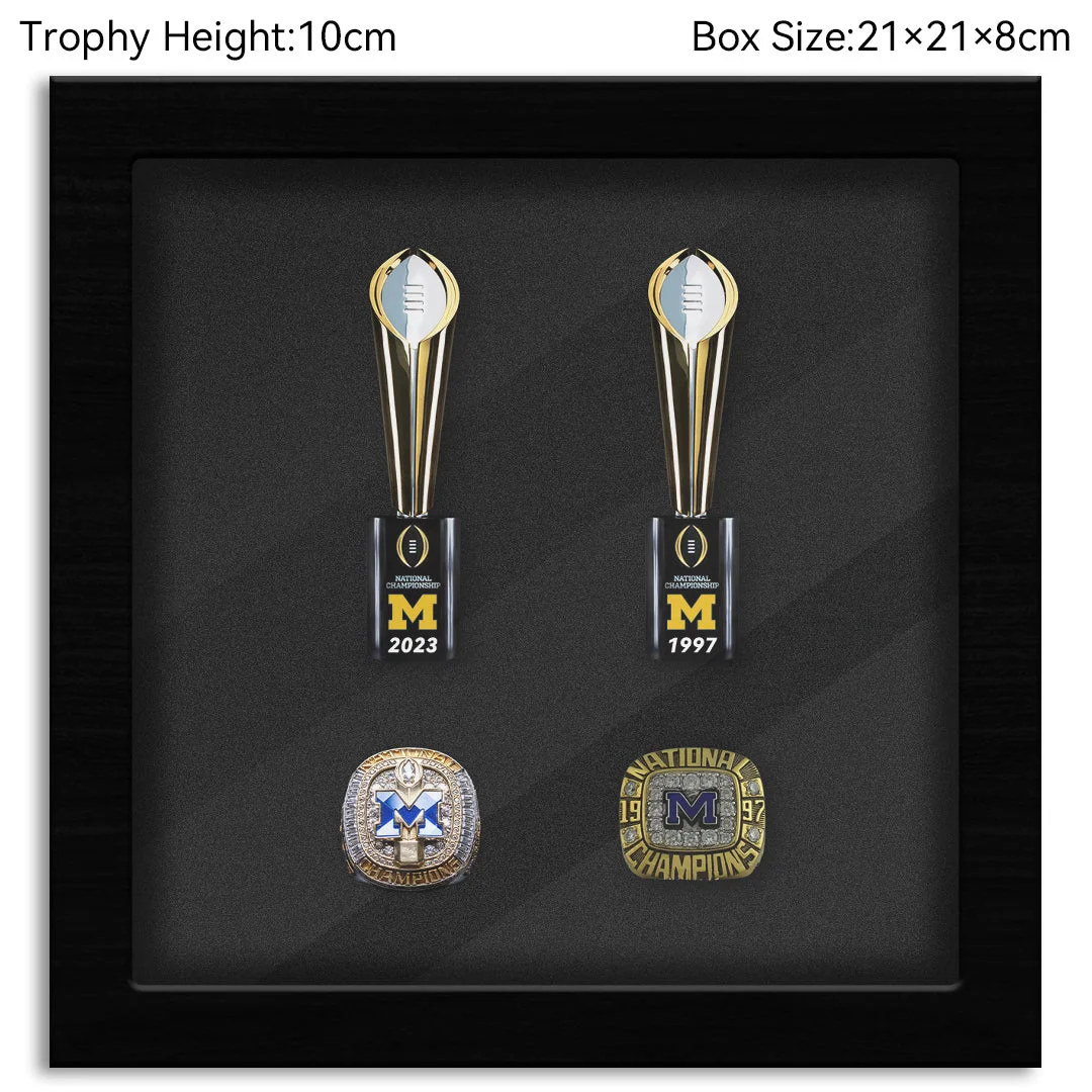 Michigan Wolverines College CFP National Championship NCAA Trophy&Ring Box 2+2-Official Version