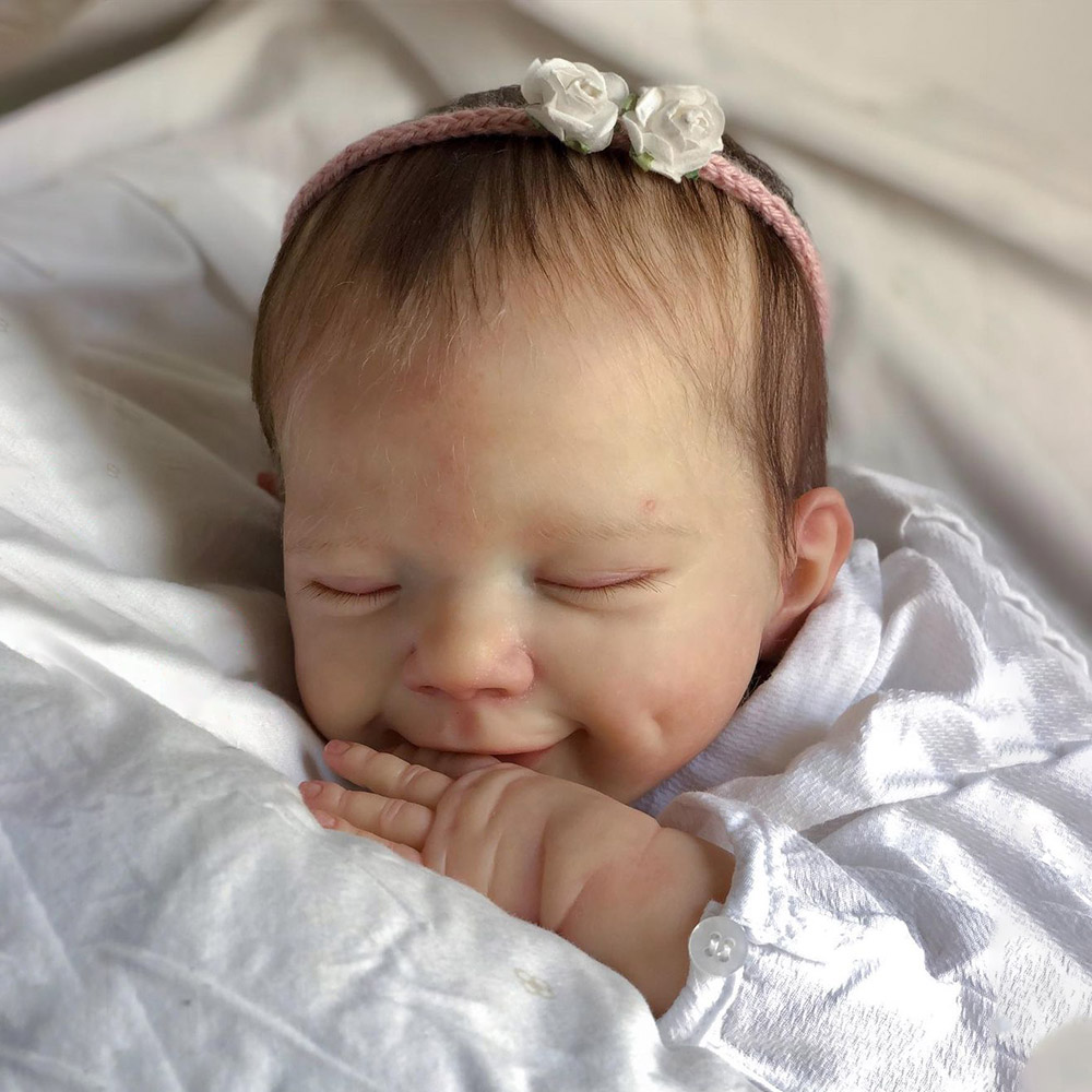 20" Blinking Eyes Reborn Newborn Doll Girl Renald with Painted Hair