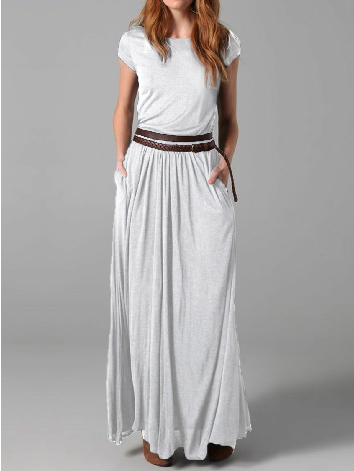 Elegant Summer Short Sleeve Ladies Party Casual Fashion Maxi Dress