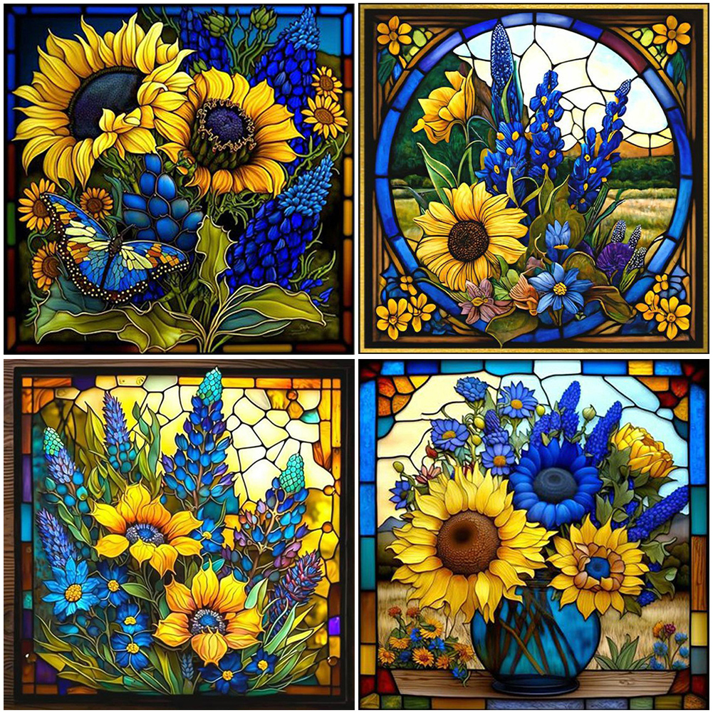 Diamond Painting - Full Round - Stained Glass Sunflower(45*45cm)