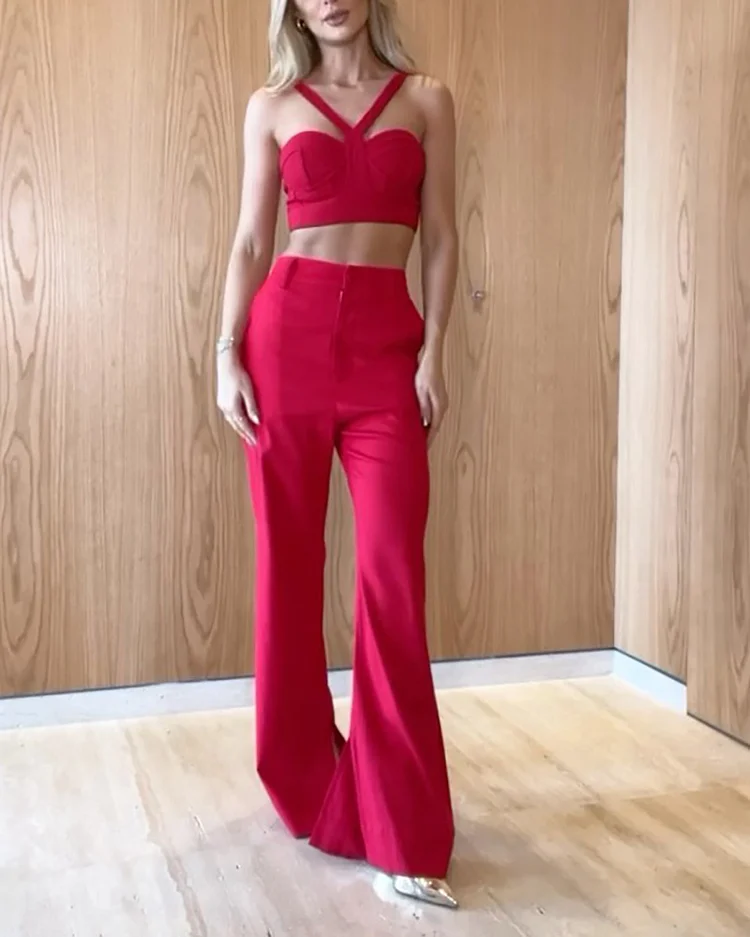 Fashion Halter Top and Pants Set