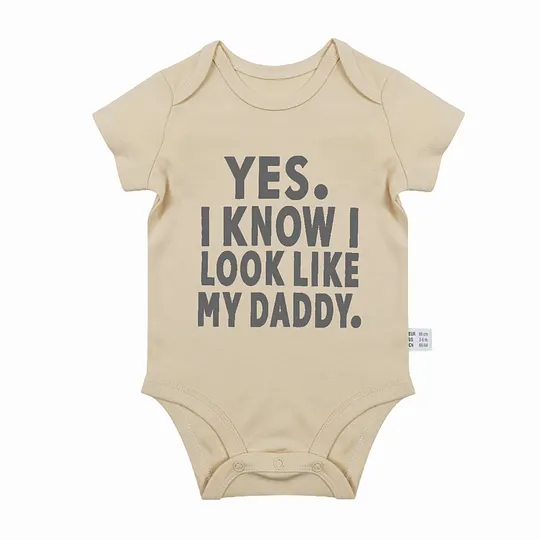 【0M-24M】Adorable Baby Bodysuit With "Yes, I Know I Look Like My Daddy" Print