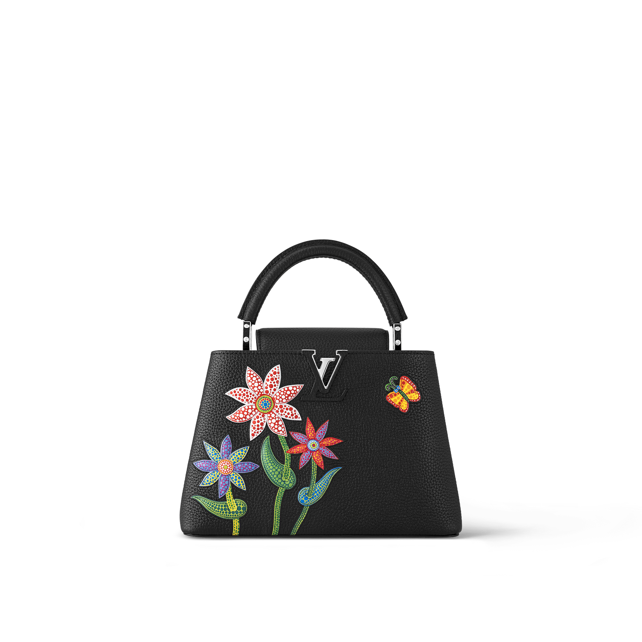 Louis Vuitton Black Leather Crystal Flowers Capucines BB Bag Louis Vuitton