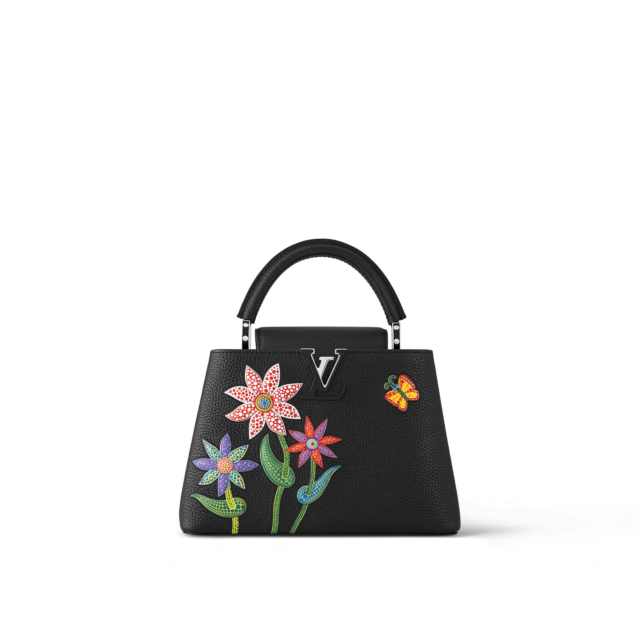 Louis Vuitton Black Leather Crystal Flowers Capucines BB Bag Louis Vuitton