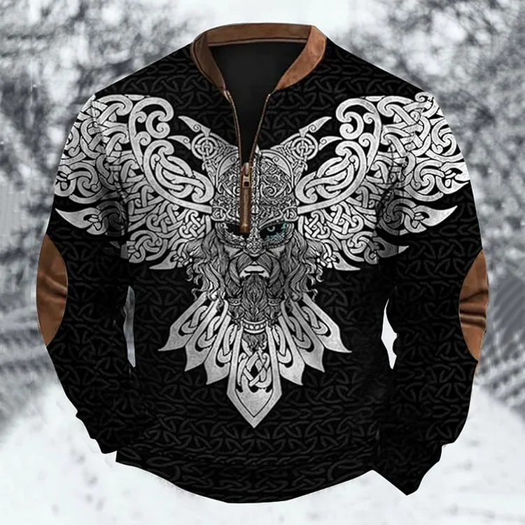 Men's Viking Print Zip Sweatshirt