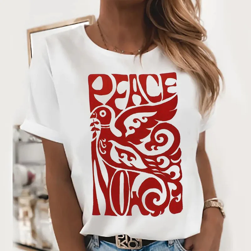 Vintage Peace Print Short-Sleeve T-Shirt