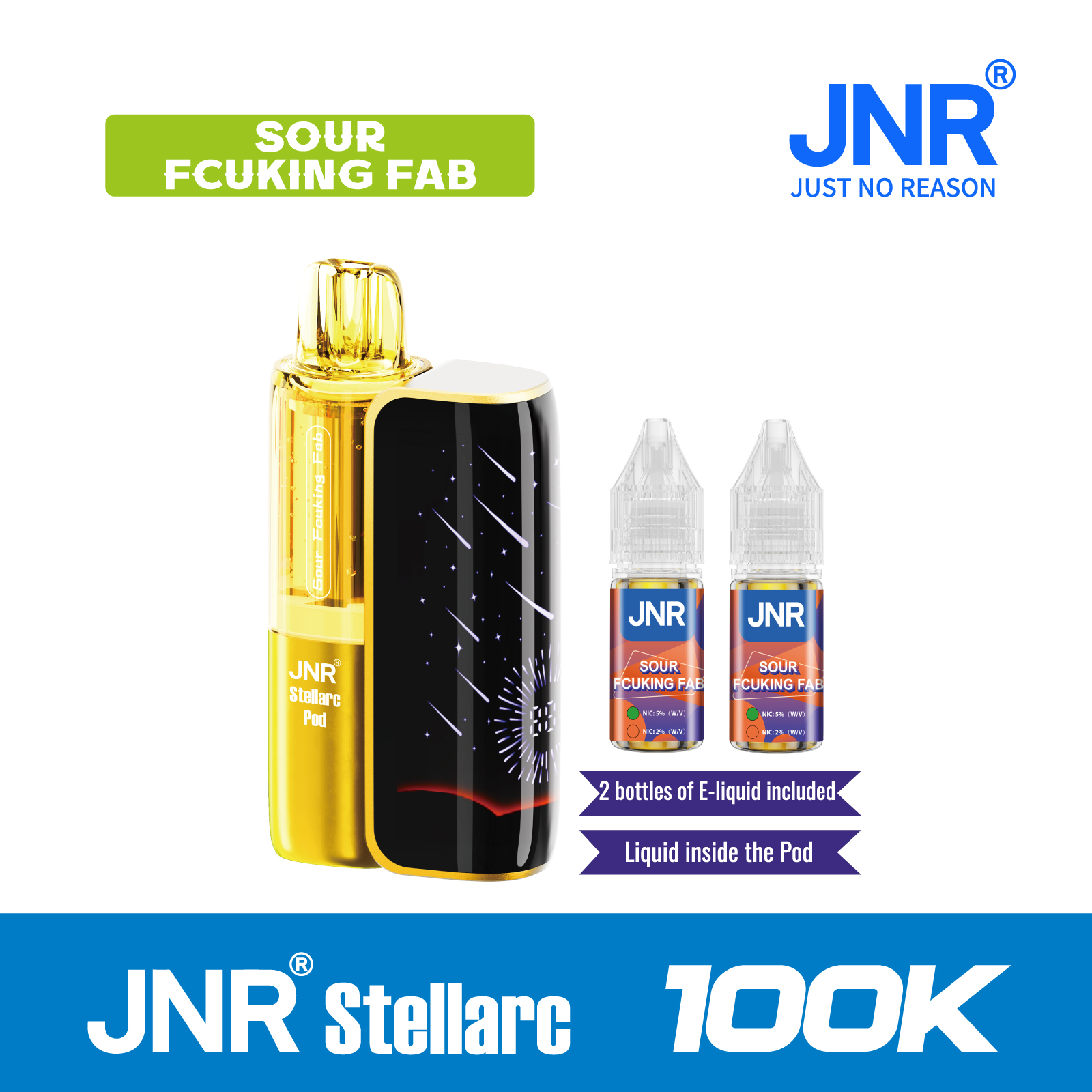 Sour Fcuking Fab | JNR Stellarc 100K Puffs Kit - Refillable & Replaceable Pod Vape Best Vape
