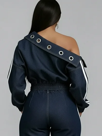 Casual And Sexy Off-the-shoulder Denim Top