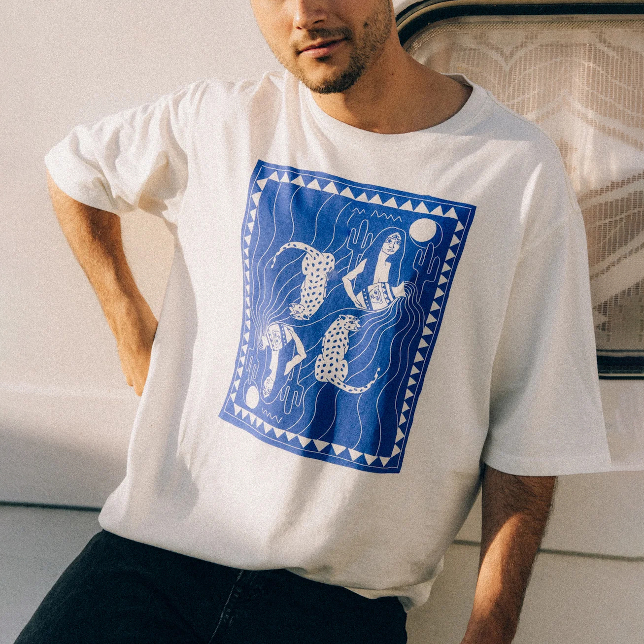 thesupersurf Cotton Blend Black T-Shirt with Embroidered 'Eat Waves' Noodle Design