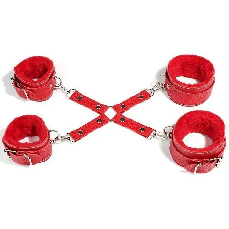 pornhint Pornhint BDSM Handcuff Leg Restraint Kit Adult 18+ Bondage Gear Couple Roleplay Set Bondage