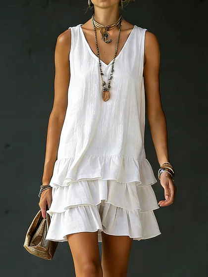 Women's Loose-fitting Solid Color Vest Dress