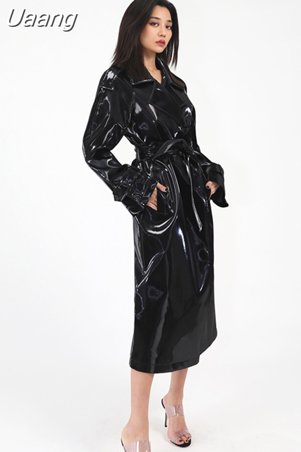 'Shiny Cuff Details' caban coat Coats, trench coats main image 1