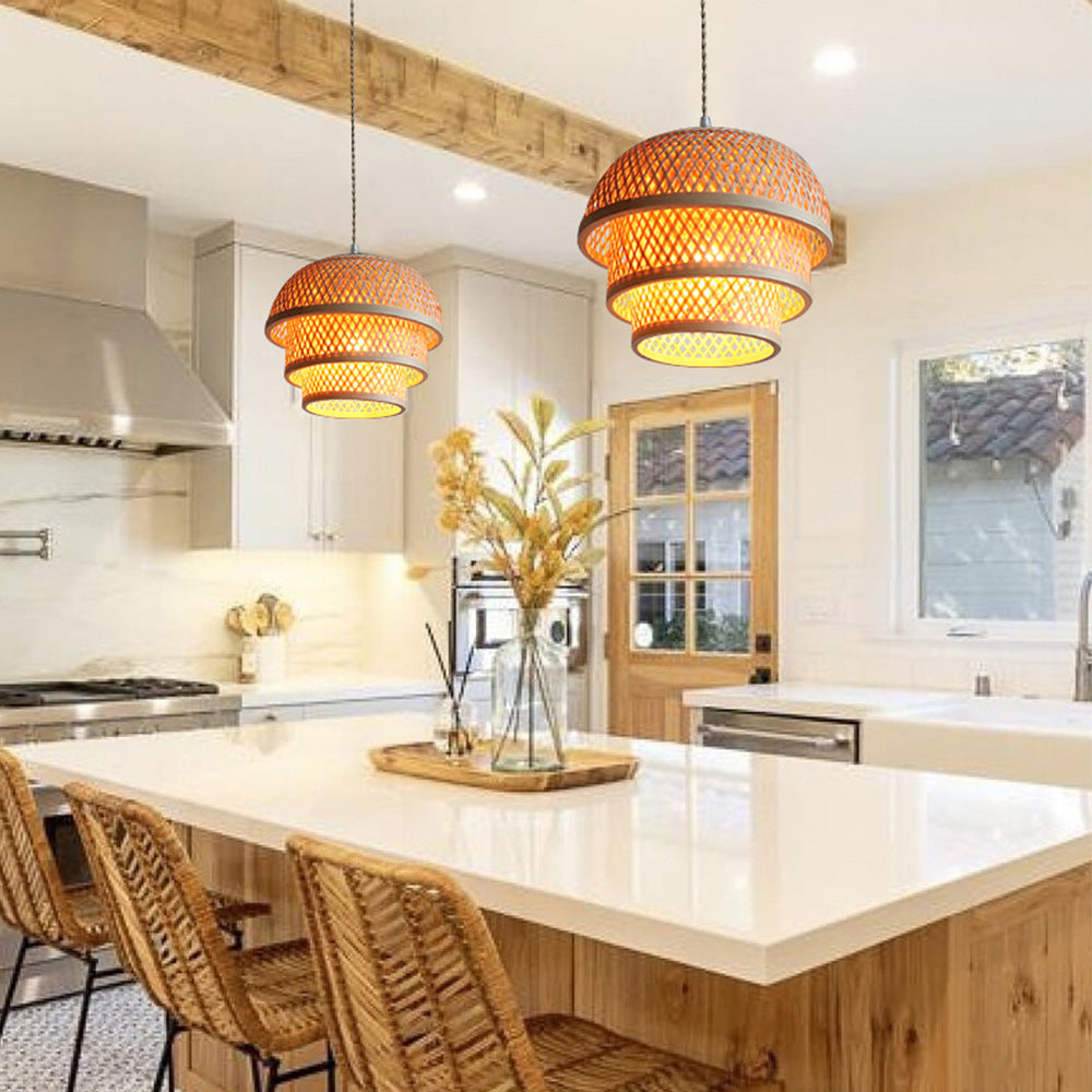 Creative Bamboo Decorative Basket Pendant Light