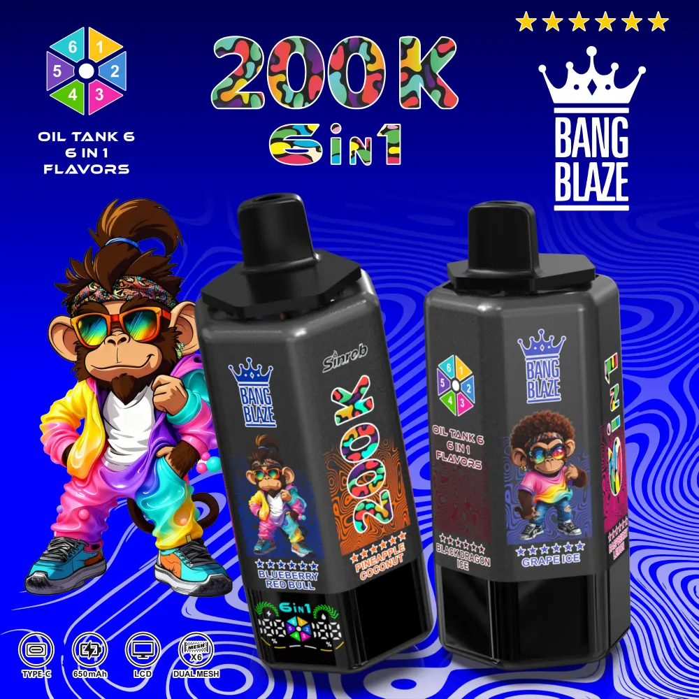 BANGKING 　k Bang King 6-in-1 200k Puffs Disposable Vape LCD | Bulk Wholesale