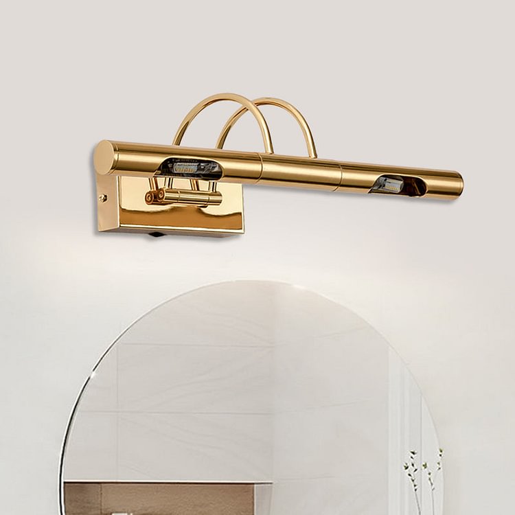 LED Metal Vanity Lamp Classic Gold Swing Arm Bathroom Sconce Light Fixture in White/Warm/Natural Light
