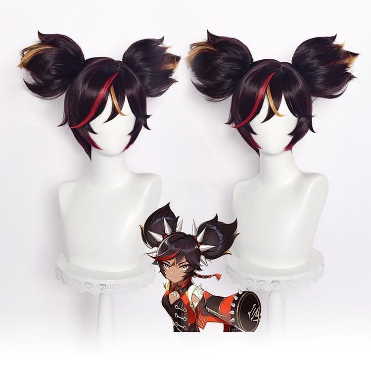 GI Xinyan Black Brown Cosplay Wig CC0290