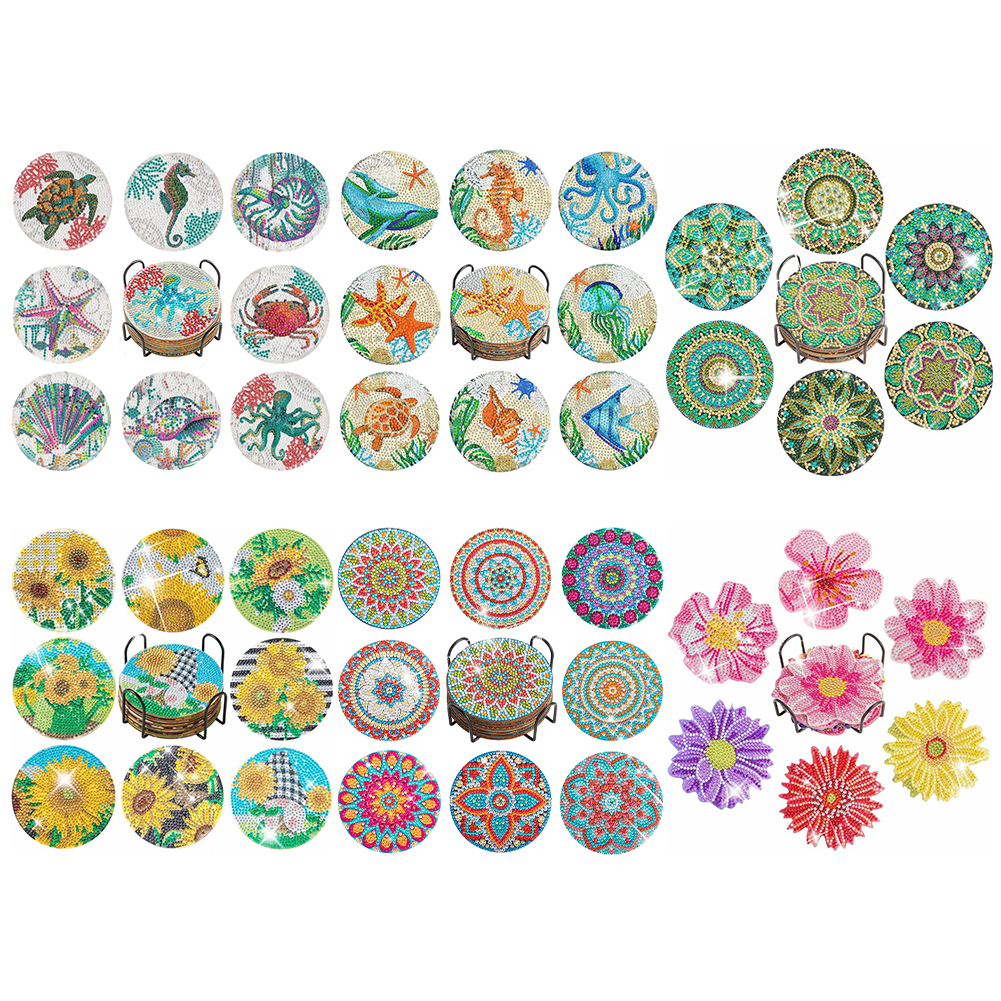 8PCS Diamond Painting Coasters Kits Halloween Pattern Full Drill