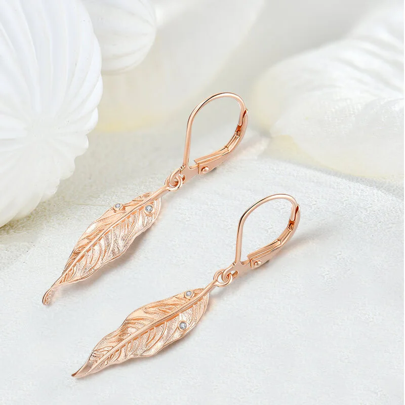 MeWaii® Sterling Silver Earring Rose Gold Leaf Shape Earring Silver Jewelry S925 Sterling Silver Earring