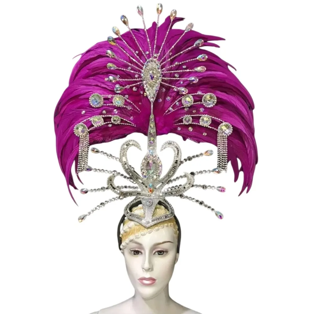 VCSHOES Feather headdress samba costume carnival halloween party bar performance hat makeup dance wings parade