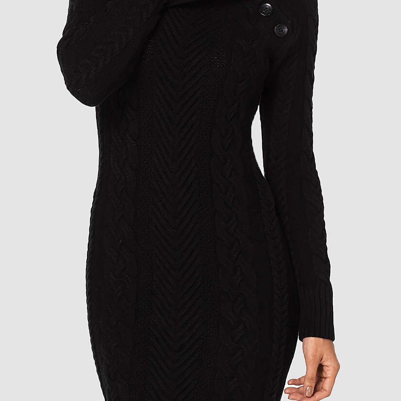 Women's Dresses Asymmetric Buttoned Cable Knit Bodycon Mini Sweater Dresses