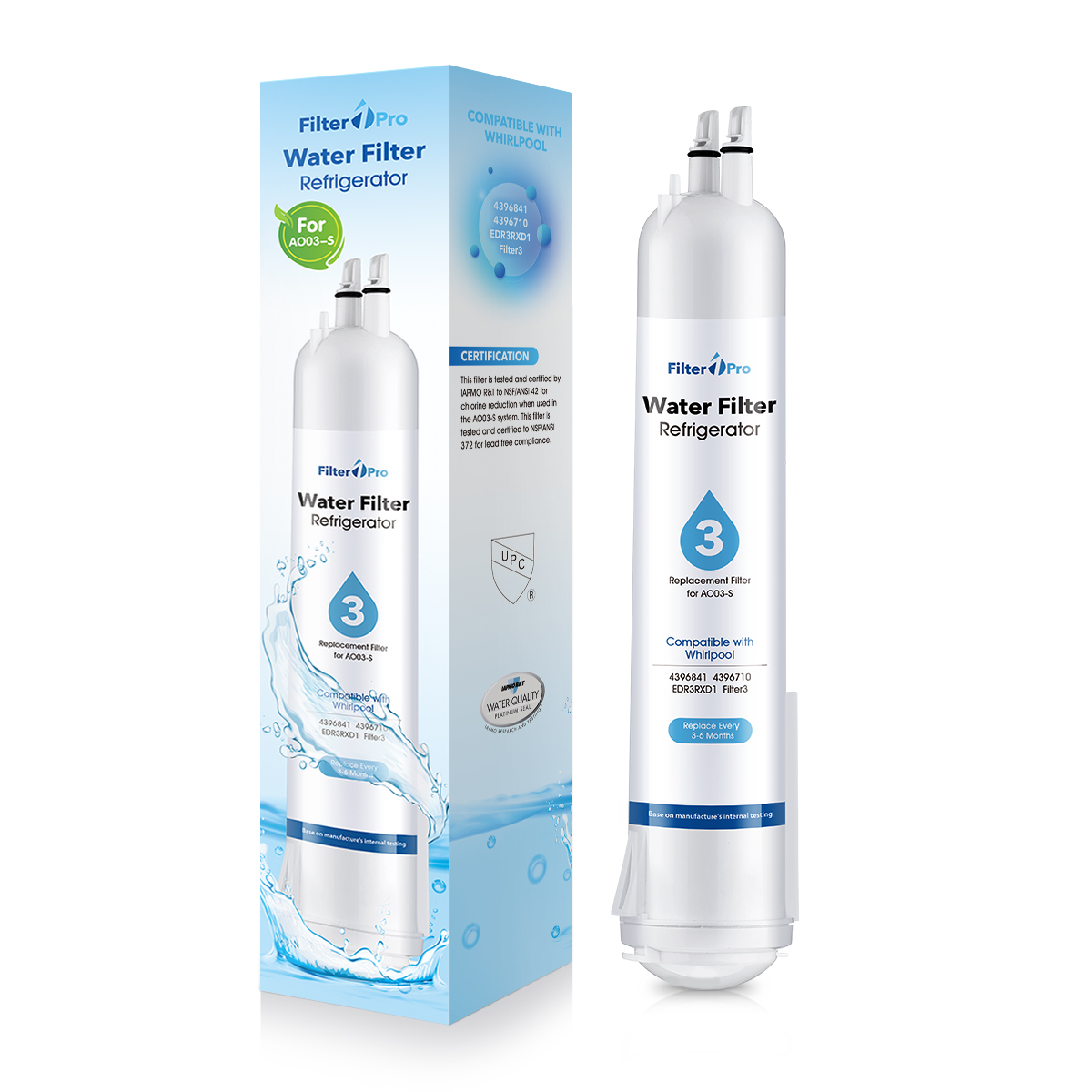 Filter1pro AO03 Replacement Refrigerator Water Filter for EDR3RXD1