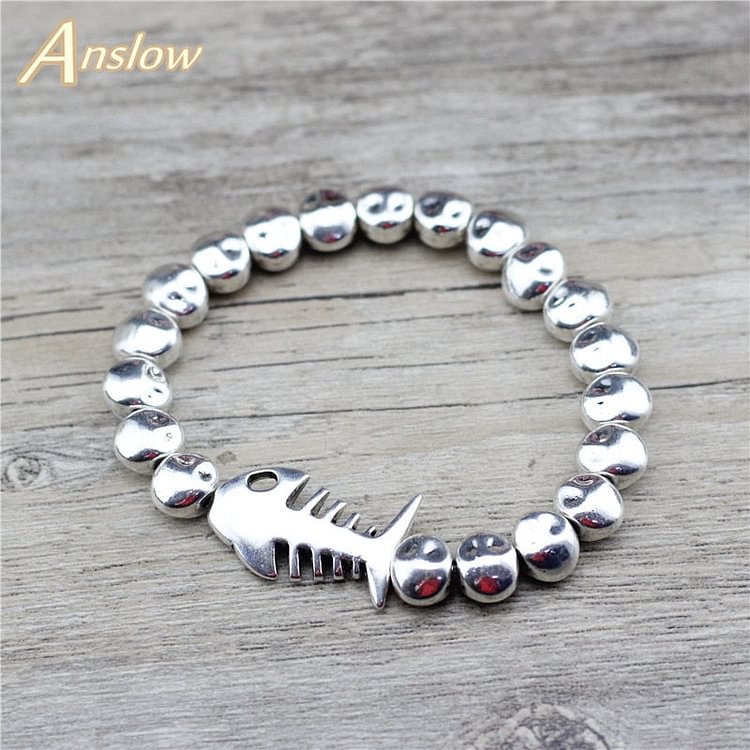 YOY-Original Design Fish Bones Wrap Charm Adjustable Metal Bracelets