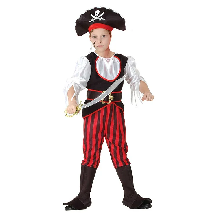Kids Children Pirate Red Trousers Set Outfits Cosplay Costume Halloween Carnival Suit
