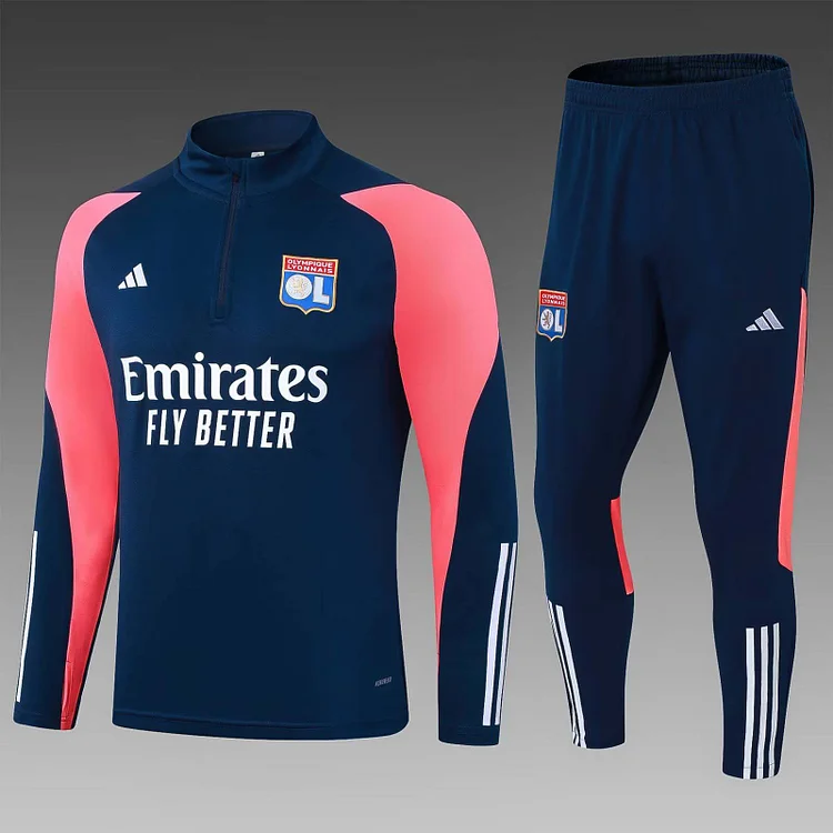 2023/2024 Lyon Half-Pull Training Suit Royal blue Football Shirt Set