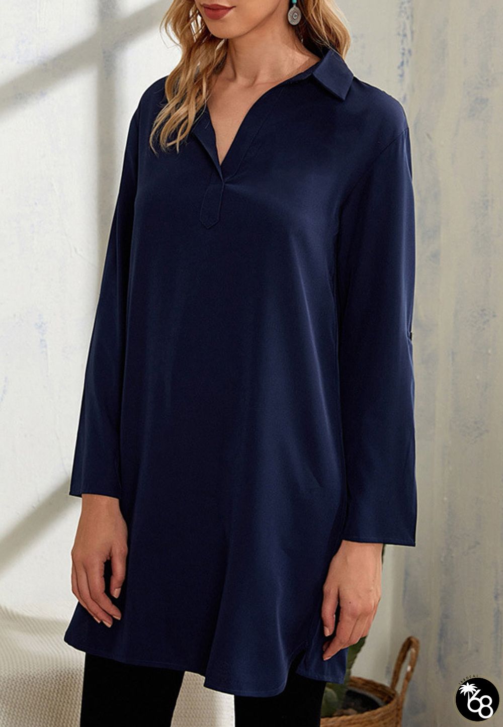Collared Classic Tunic Blouse | 168DEAL